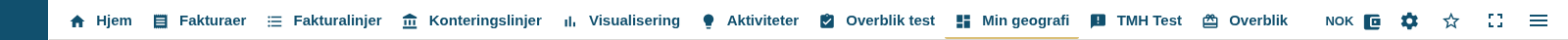 Menuen med dashboards efter de faste menupunkter