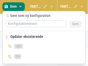 Menuen hvor en kolonneopsætning gemmes som en navngiven søgekonfiguration